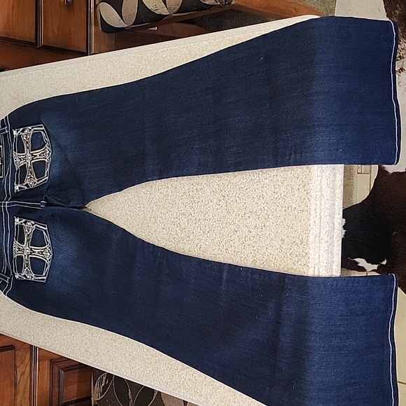 NWT Miss Me Chloe Boot Cut Bling Cross Jeans Size 29 Long - Picture 10 of 12